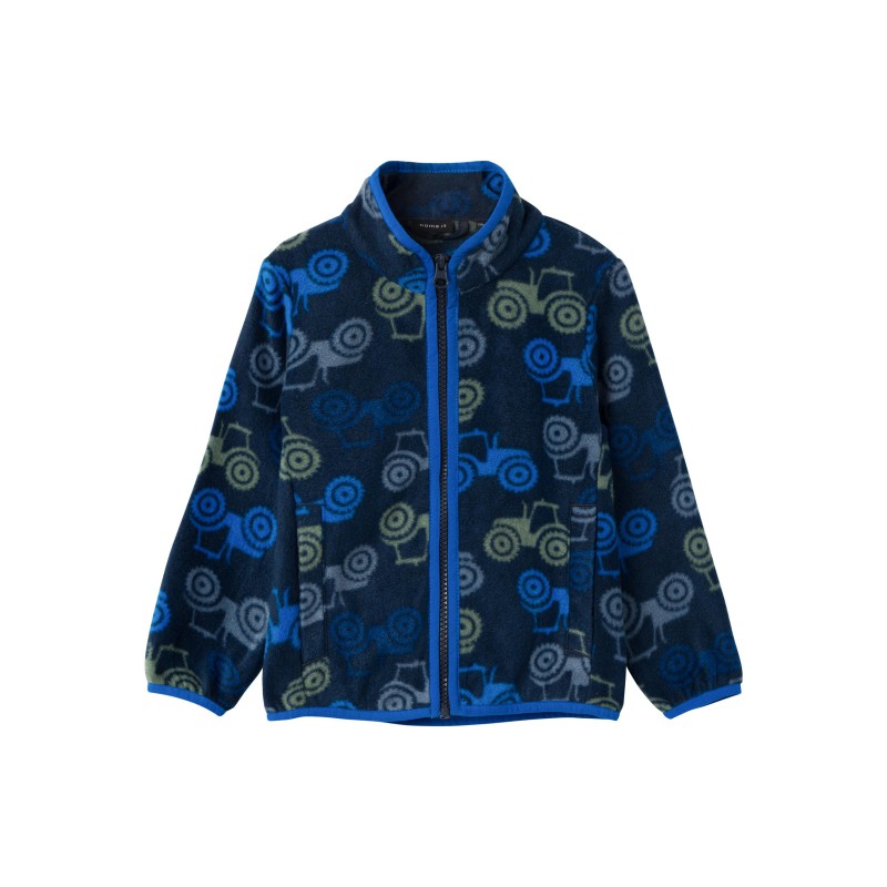 NAME IT Mini Meeko Fleece Jakke Traktor Print - Dark Sapphire