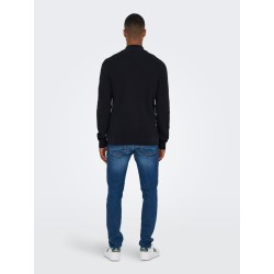 ONLY & SONS Phil Struktur Strik Cardigan - Dark Navy