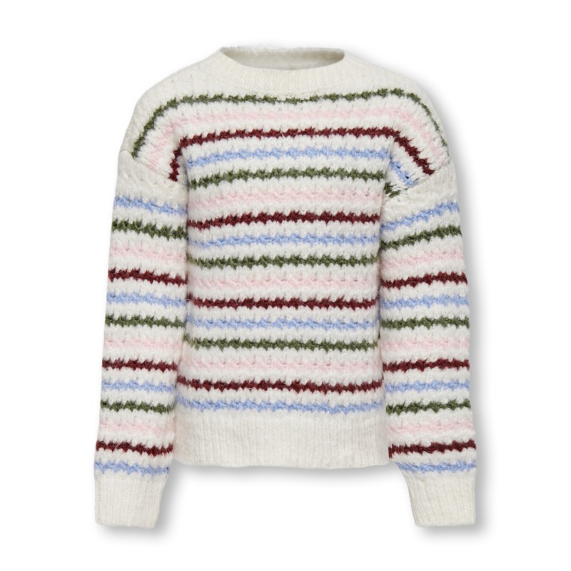 KIDS ONLY Haley Langærmet Stripe Pullover Knt - Cloud Dancer