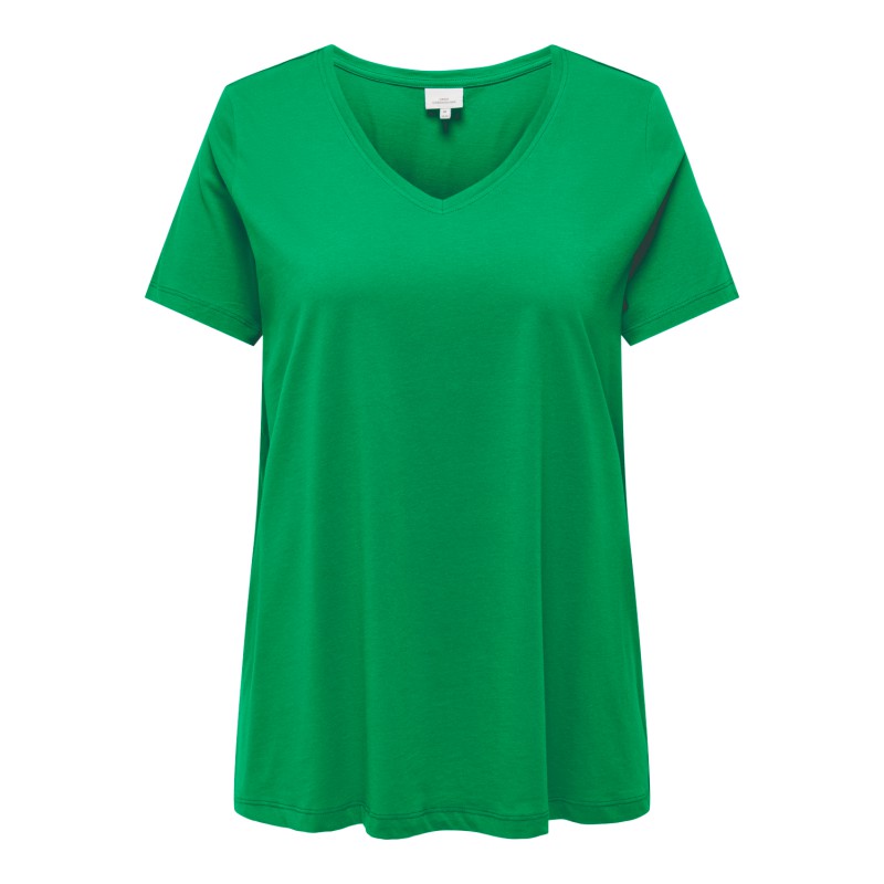 ONLY CARMAKOMA Bonnie Life S/S V-Neck A-Shape Tee - Green Bee