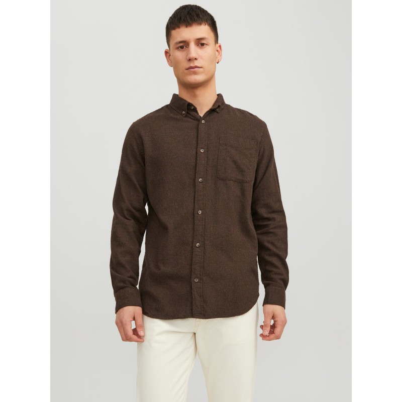 JACK & JONES Klassisk Melange Skjorte - Seal Brown