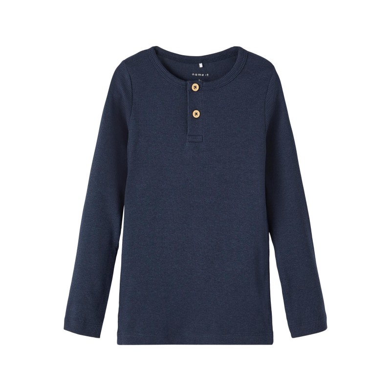 NAME IT Mini Rib L/S To - Dark Sapphire