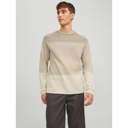 JACK & JONES Hill Strik Crew Hals - Oatmeal Gradient