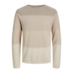 JACK & JONES Hill Strik Crew Hals - Oatmeal Gradient