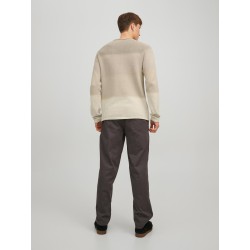 JACK & JONES Hill Strik Crew Hals - Oatmeal Gradient