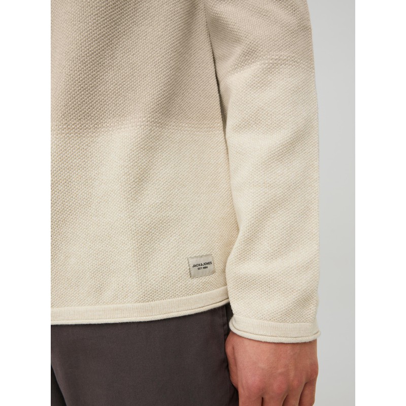 JACK & JONES Hill Strik Crew Hals - Oatmeal Gradient