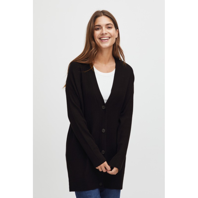 FRANSA Strik Cardigan Med Knapper - Sort