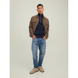 JACK & JONES Perfect Half Zip Strik - Maritime Blue