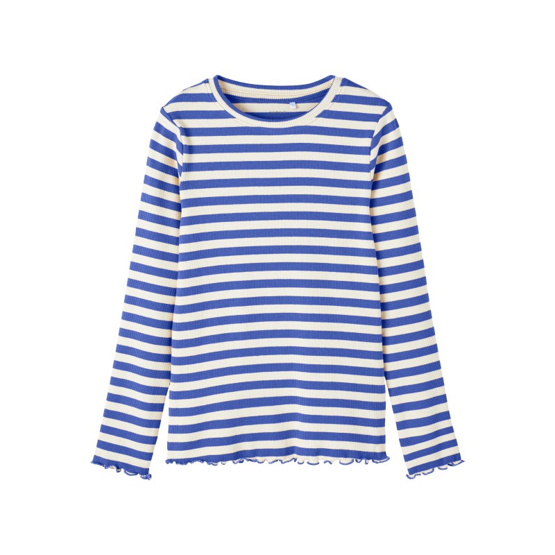 NAME IT Kids Langærmet Slim Top Med Striber - Dazzling Blue