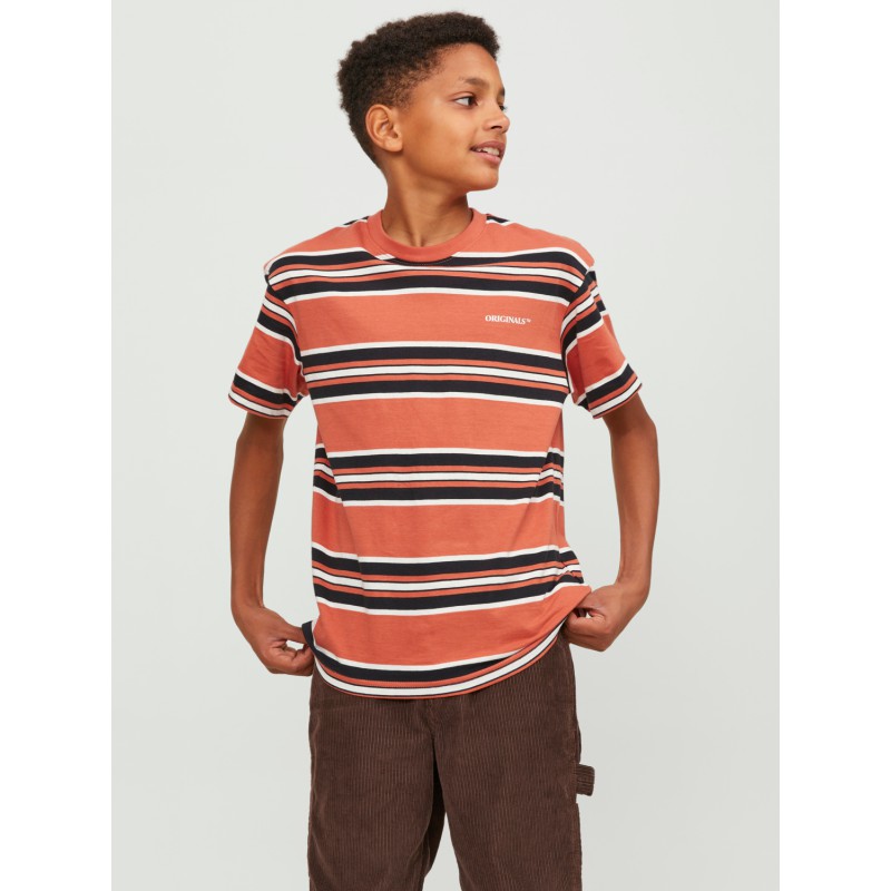 JACK & JONES JUNIOR Jorhays Stripe Tee Kortærmet Crew Neck Junior - Ginger