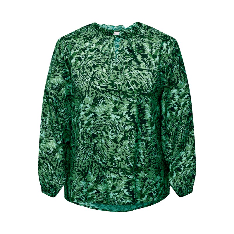 ONLY CARMAKOMA Elvira Langærmet String Top Aop - Green Bee