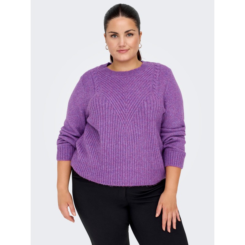 ONLY CARMAKOMA Dolly Strik Pullover - Dewberry