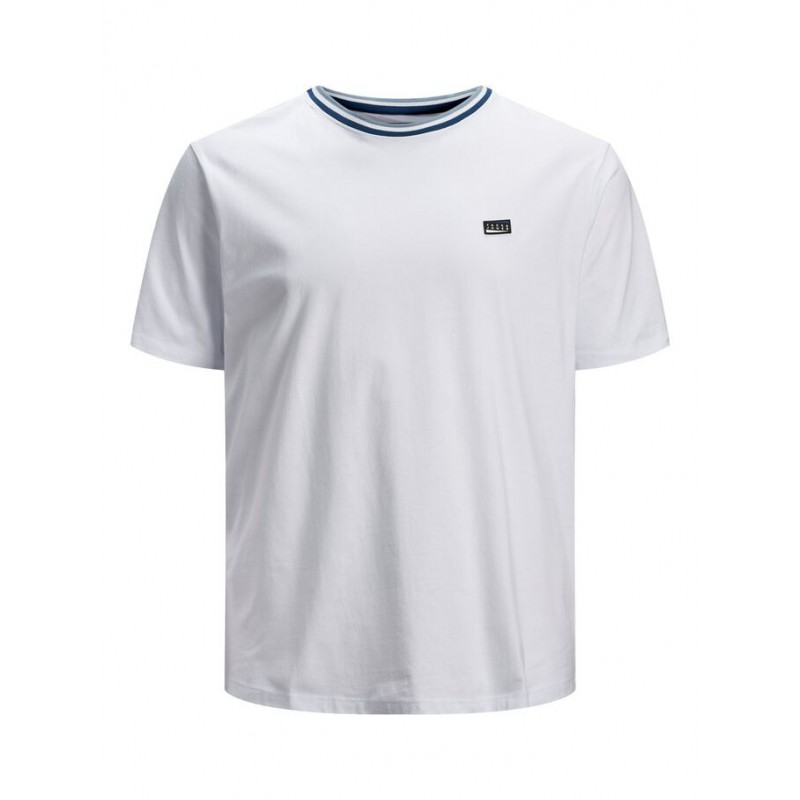 JACK & JONES Plus Ringer T-shirt Crew neck - Sky Captain - hvid