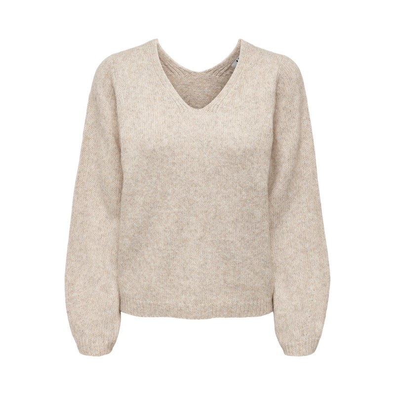 JDY Silje V-hals Strik Pullover - Oatmeal