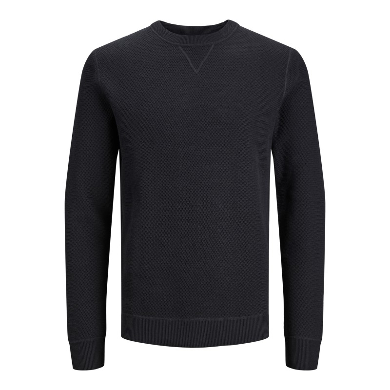 JACK & JONES Jprblucameron Knit Crew Neck Ch - Sort Onyx