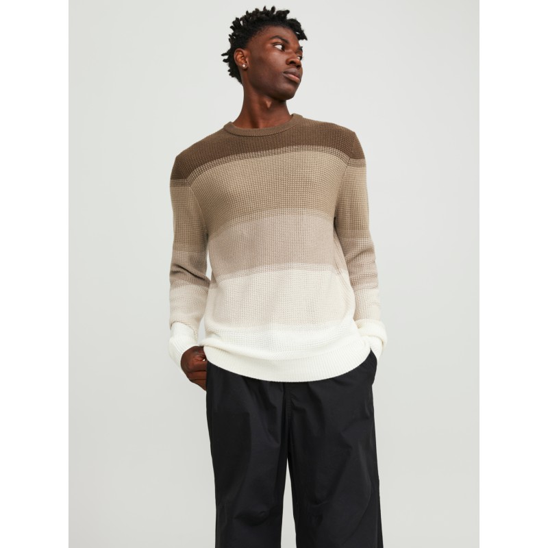 JACK & JONES Jcodigital Gradient Knit Crew Neck - Marshmallow