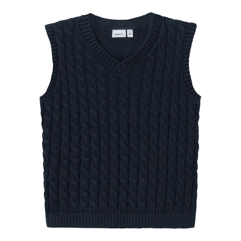 NAME IT Mini Ruso Strik Slipover Vest - Dark Sapphire