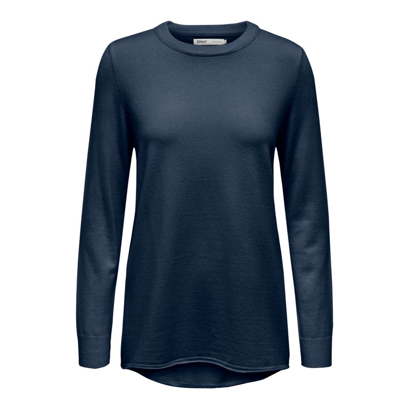 ONLY Ibi Langærmet Lang Higlow O-Neck Cc Knt - Dress Blues