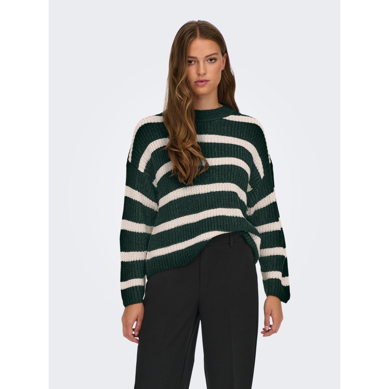 JDY Justy Stribede Strik Pullover - Scarab