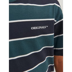 JACK & JONES Junior Hays Stribet T-shirt - Sort