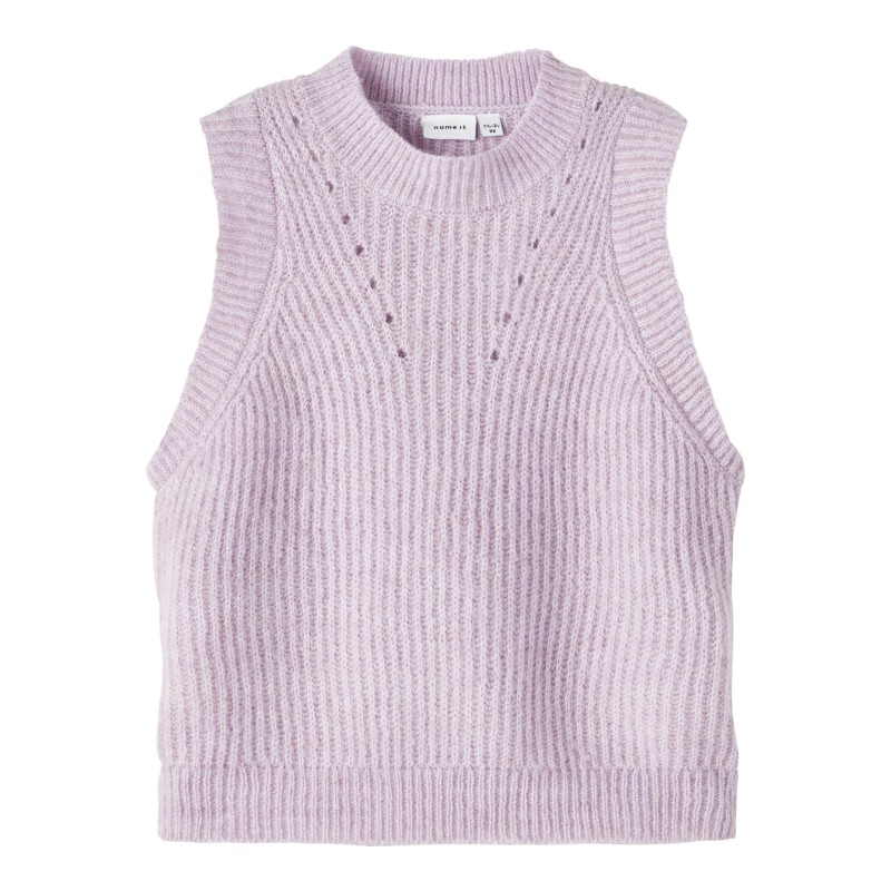 på trods af Kakadu Opdagelse NAME IT Mini Retulle Strik Vest Slipover - Lavender Mist