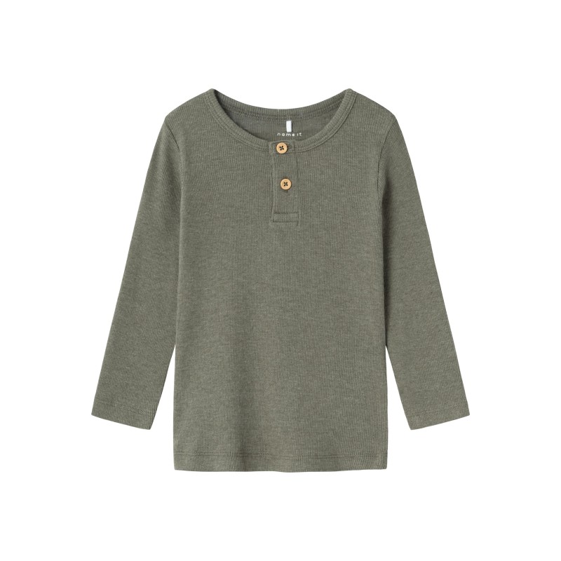 NAME IT Mini Rib L/S Top - Dusty Olive