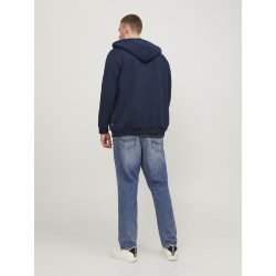 JACK & JONES Plus Bradley Sweat Zip Hood - Navy Blazer