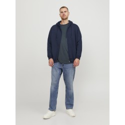 JACK & JONES Plus Bradley Sweat Zip Hood - Navy Blazer