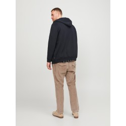JACK & JONES Plus Bradley Sweat Zip Hood - Sort