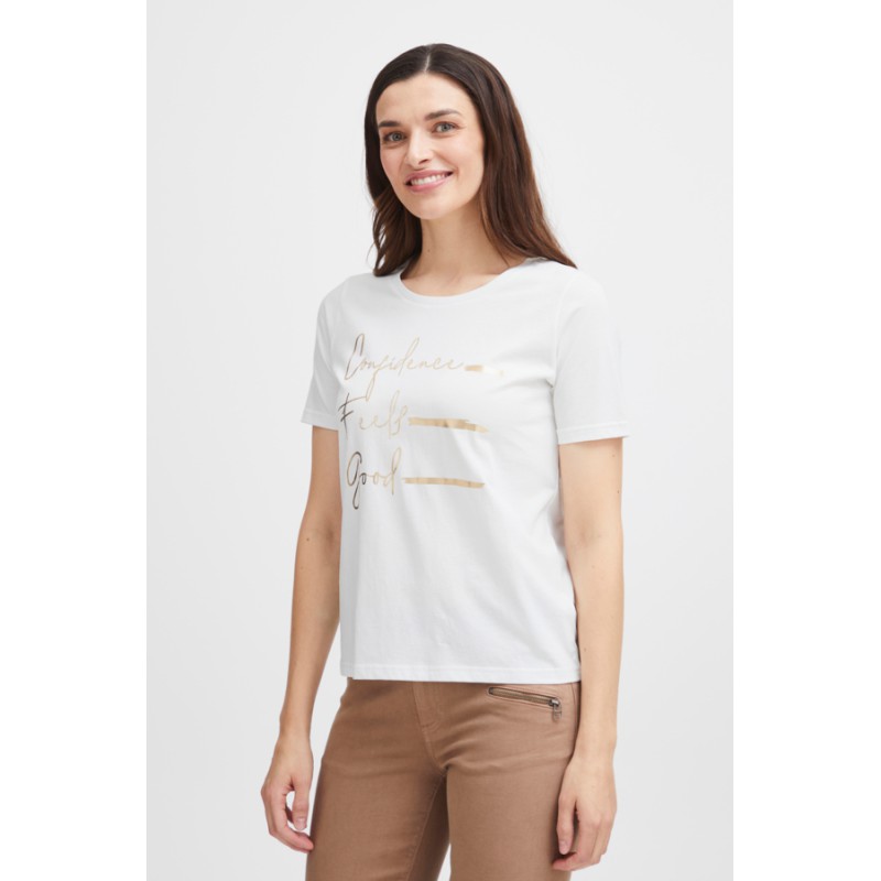 FRANSA T-shirt Med Guld Print - Blanc De Blanc