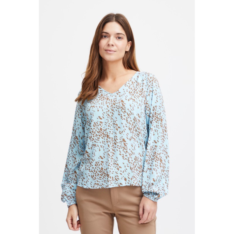 Fransa Silje Bluse Med Print - Cerulean