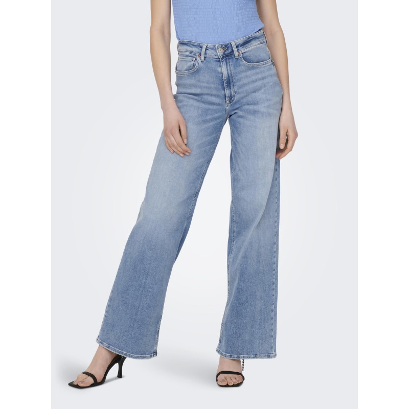 ONLY Madison Blush Højtaljede Wide Denim - Light Blue Denim