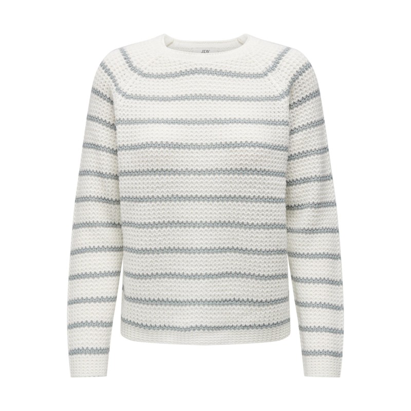 JDY Ellen L/S Ragla Strik Stribet Pullover - Grå/Cloud Dancer