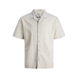 JACK & JONES Esummer Resort Linen Blend Shirt Kortærmet Sn - Crockery