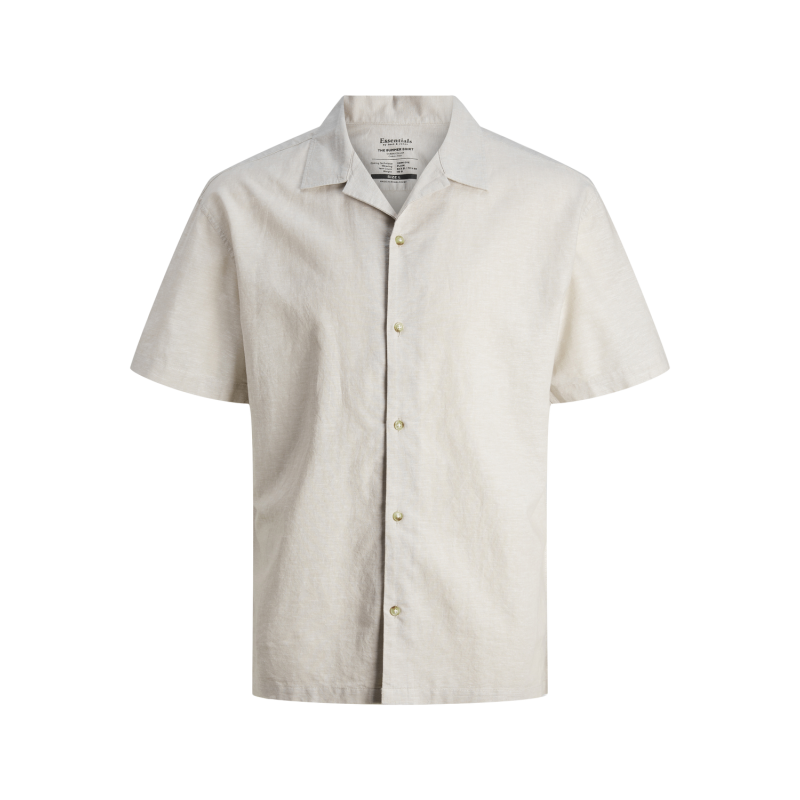 JACK & JONES Esummer Resort Linen Blend Shirt Kortærmet Sn - Crockery
