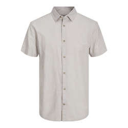 JACK & JONES Esummer Linen Blend Shirt Kortærmet Sn - Crockery