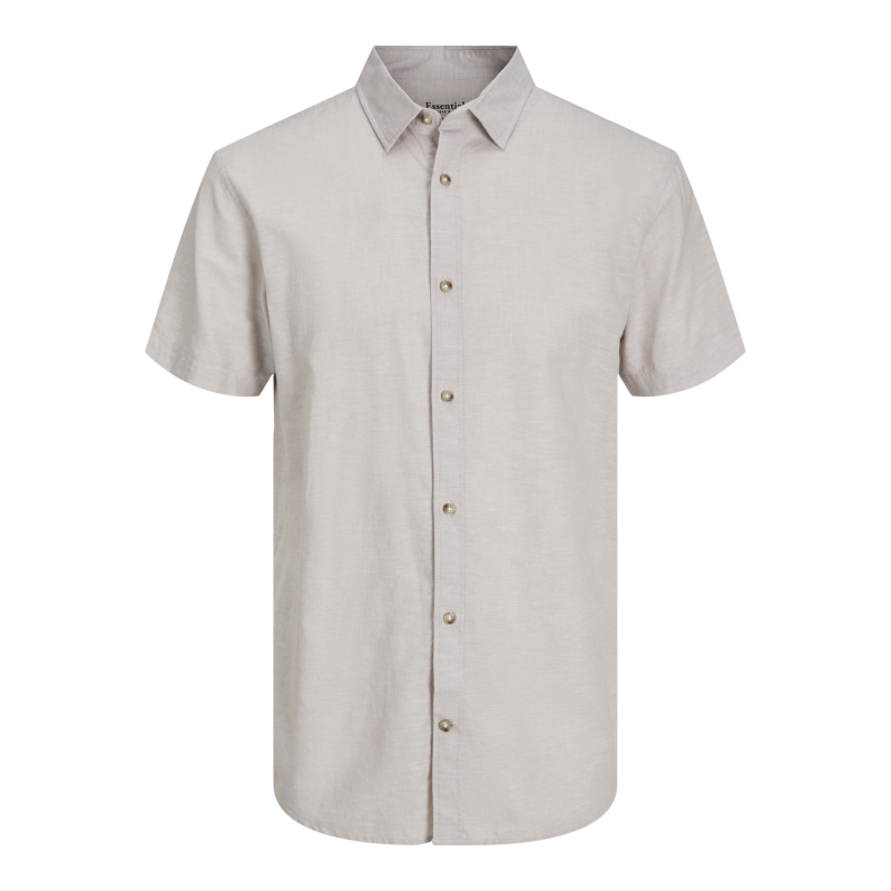 JACK & JONES Esummer Linen Blend Shirt Kortærmet Sn - Crockery
