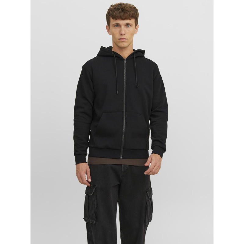 JACK & JONES Ebradley Sweat Zip Hood - Sort