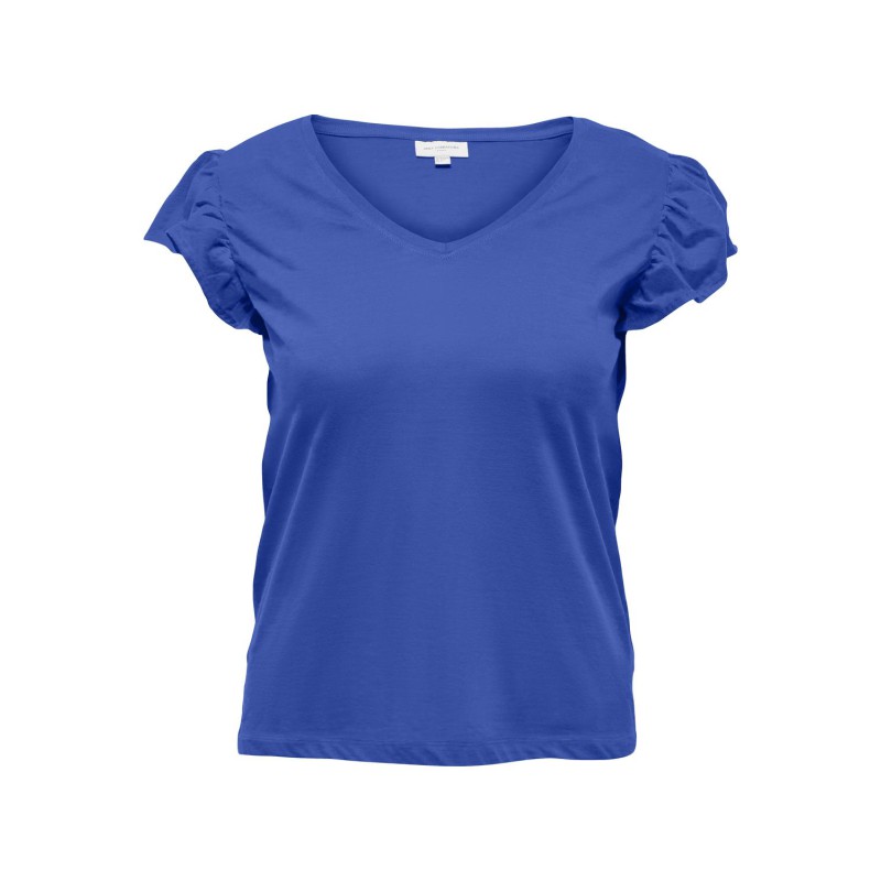 ONLY CARMAKOMA May Life S/S Frill V-Neck Top Jrs - Dazzling Blue