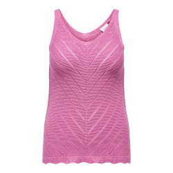 ONLY CARMAKOMA Roselia Sl Structure V-Neck Top Knt - Strawberry Moon