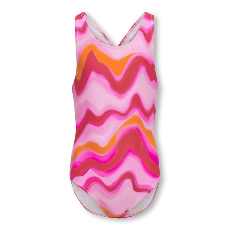 KIDS ONLY Laura Crokortærmet Back Swimsuit Acc - Pink Lady