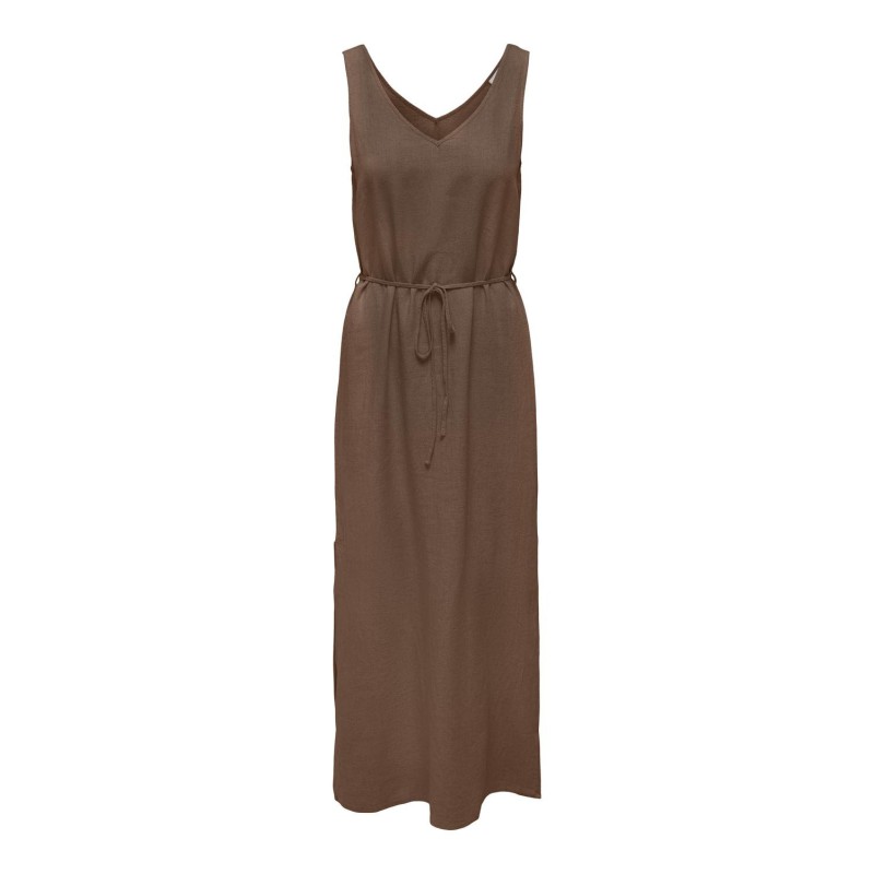 JDY Say S/L Linen Maxi Tie Kjole Vævet Dia - Carafe