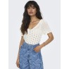 ONLY Becca S/S V-Hals Strik Top - Cloud Dancer