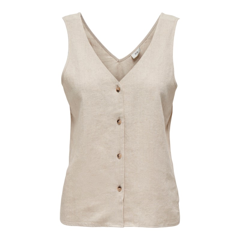 JDY Say S/L Hør Top - Oatmeal