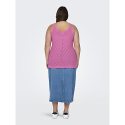 ONLY CARMAKOMA Roselia Struktur V-hals Strik Top - Strawberry Moon