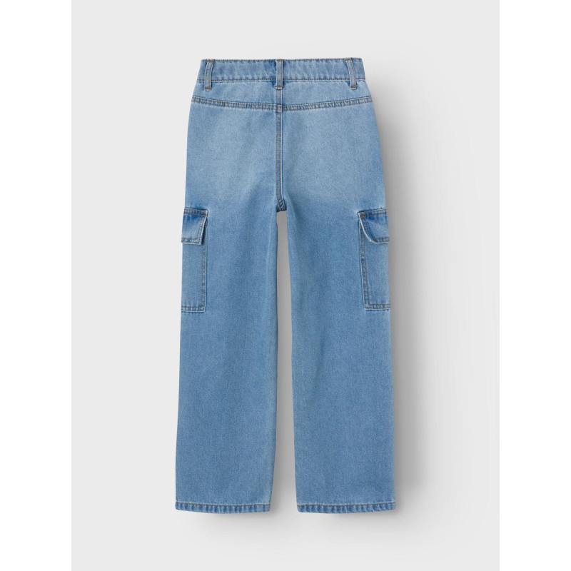 NAME IT Nkfrose Højtaljede Brede Cargo Jeans 6190-Bs - Light Blue Denim