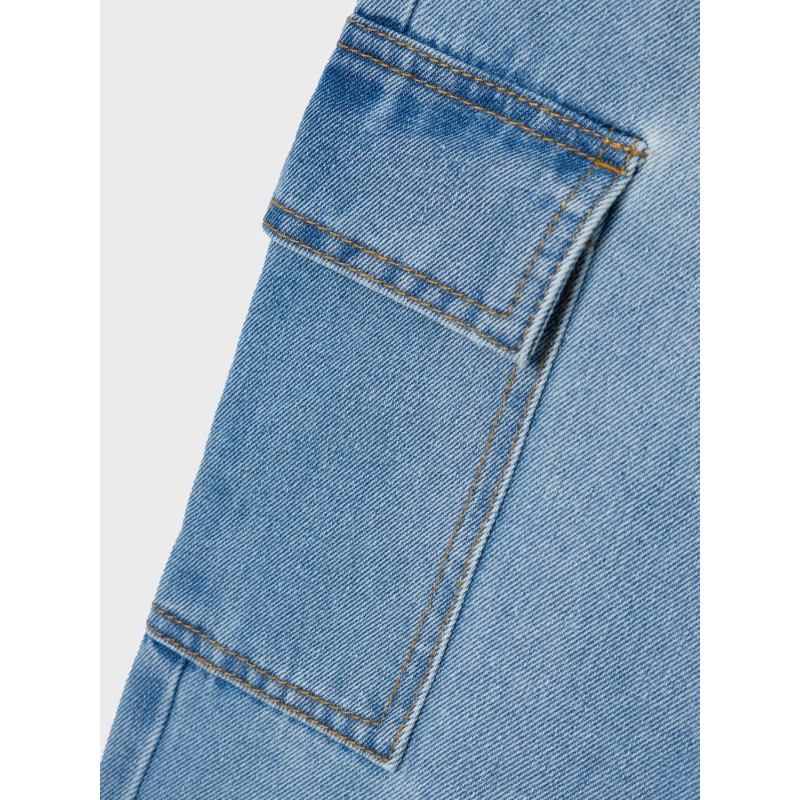 NAME IT Nkfrose Højtaljede Brede Cargo Jeans 6190-Bs - Light Blue Denim