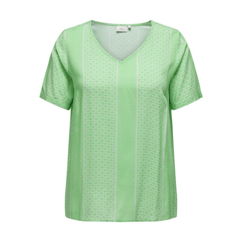 ONLY CARMAKOMA Marrakesh Life Kortærmet Top V-Neck Aop - Spring Bouquet