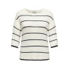 ONLY CARMAKOMA Geena 3/4 Stribet Pullover - Cloud Dancer//Sort