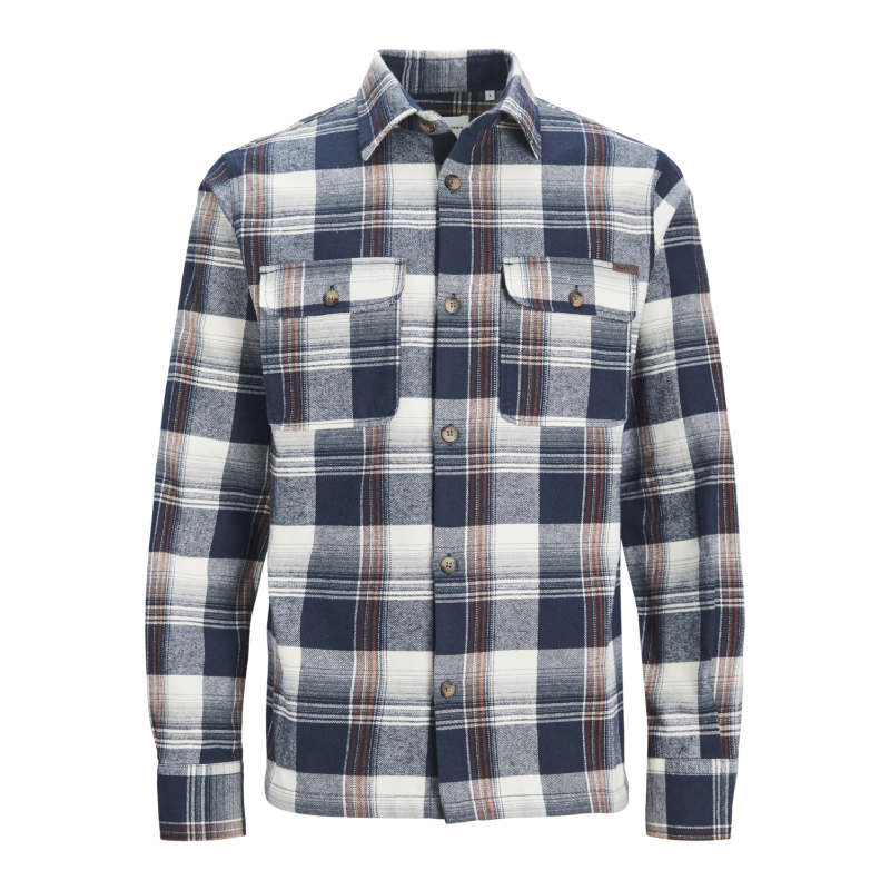 JACK & JONES JUNIOR Jjdarren Flannel Check Overshirt Langærmet Junior - Navy Blazer